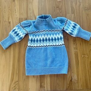 Janie & Jack Blue Patterned Sweater Dress Size 12-18 Months